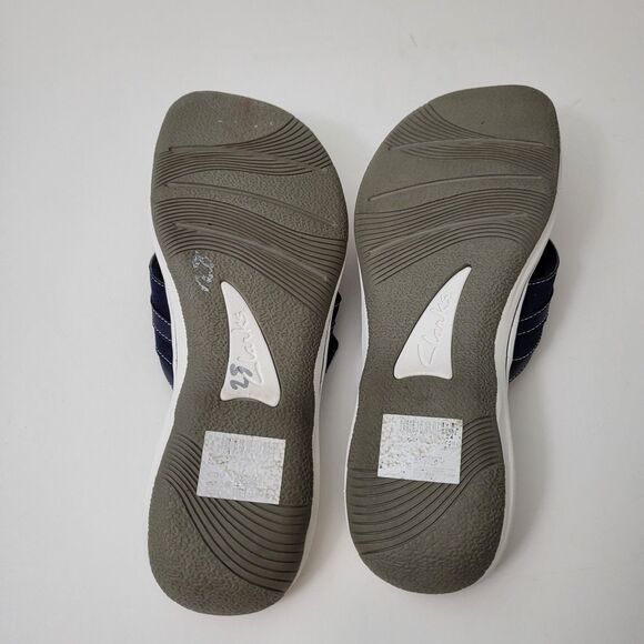 CLARKS Brinkley Jazz Flip Flop Women 9 Navy Blue Adjustable Strap Comfort Sandal - Picture 7 of 7